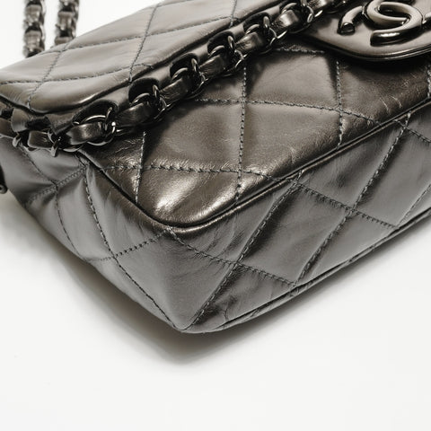 CHANEL Dunkelgrau Schwarz 16 Serie 2012 Flap Bag Chain Luxus Umhängetasche grau WS25174