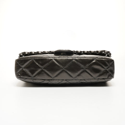 CHANEL Dunkelgrau Schwarz 16 Serie 2012 Flap Bag Chain Luxus Umhängetasche grau WS25174
