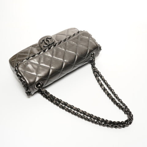 CHANEL Dunkelgrau Schwarz 16 Serie 2012 Flap Bag Chain Luxus Umhängetasche grau WS25174