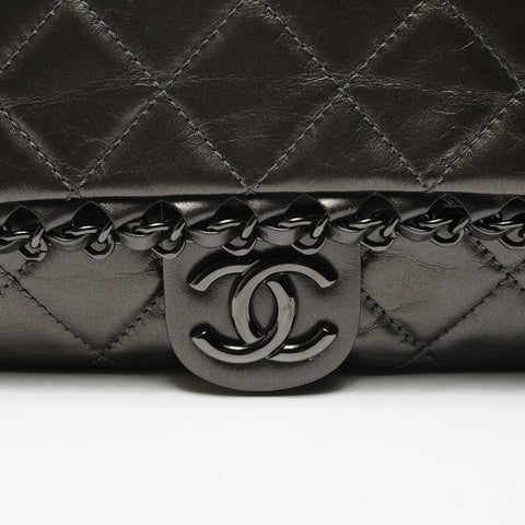 CHANEL Dunkelgrau Schwarz 16 Serie 2012 Flap Bag Chain Luxus Umhängetasche grau WS25174