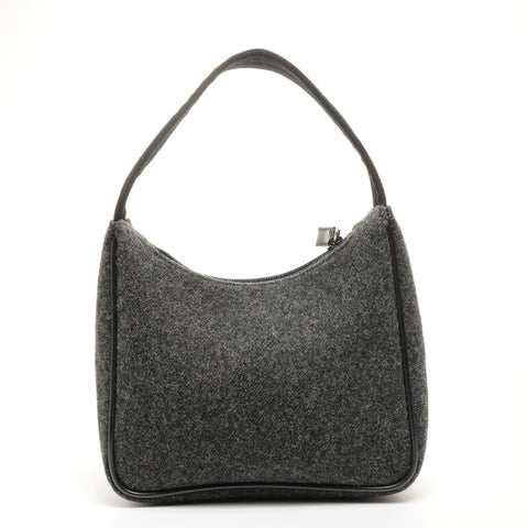 PRADA Sport Wool Hobo Handbag gray WS25175