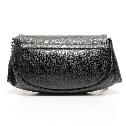 CHANEL No. 16 2012 Caviar Skin COCO Mark Half Moon Chain Wallet Shoulder Bag black WS25176