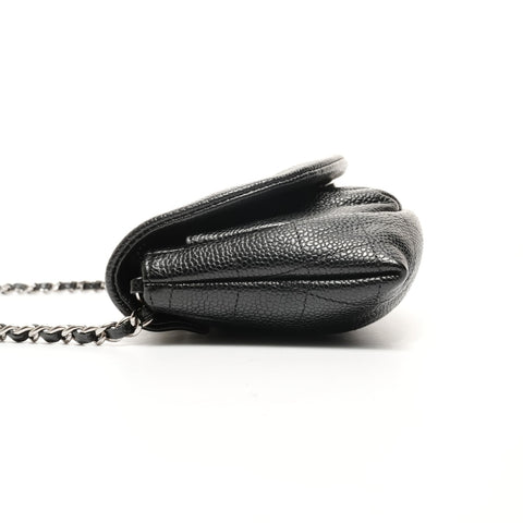 CHANEL No. 16 2012 Caviar Skin COCO Mark Half Moon Chain Wallet Shoulder Bag black WS25176