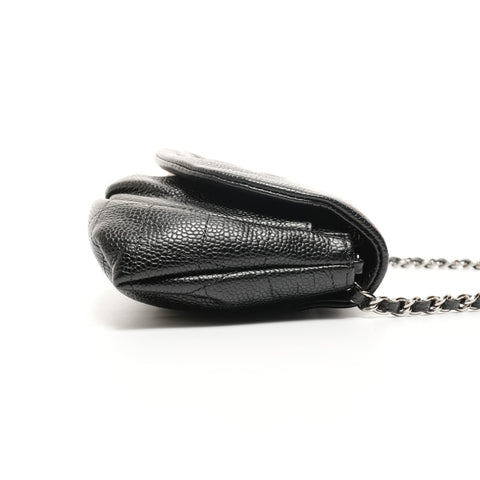 CHANEL No. 16 2012 Caviar Skin COCO Mark Half Moon Chain Wallet Shoulder Bag black WS25176