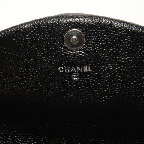 CHANEL No. 16 2012 Caviar Skin COCO Mark Half Moon Chain Wallet Shoulder Bag black WS25176