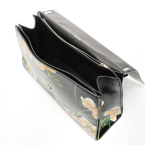 BALENCIAGA Crush L Floral Shoulder Bag black WS25177