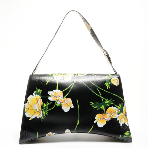 BALENCIAGA Crush L Floral Shoulder Bag black WS25177