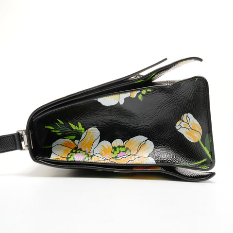 BALENCIAGA Crush L Floral Shoulder Bag black WS25177