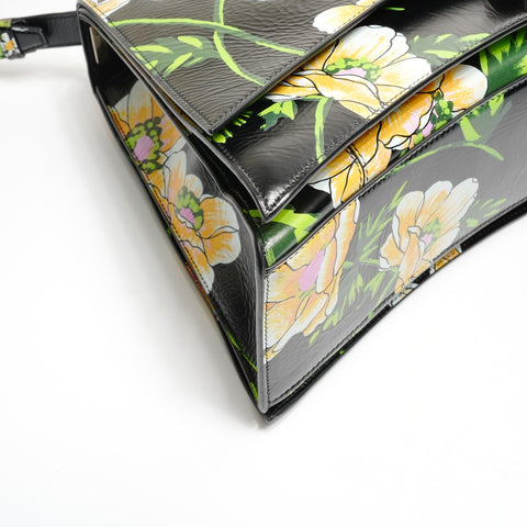 BALENCIAGA Crush L Floral Shoulder Bag black WS25177