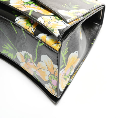 BALENCIAGA Crush L Floral Shoulder Bag black WS25177