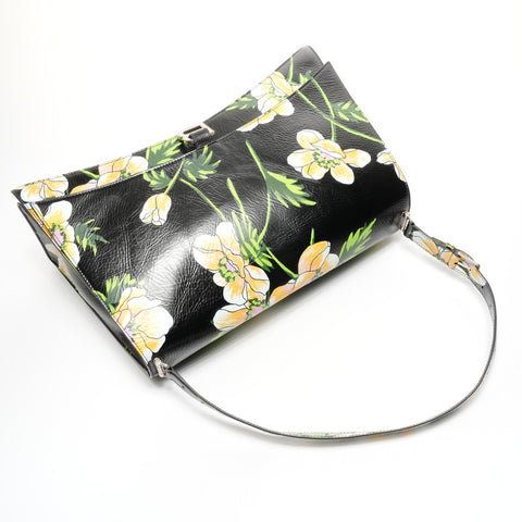 BALENCIAGA Crush L Floral Shoulder Bag black WS25177