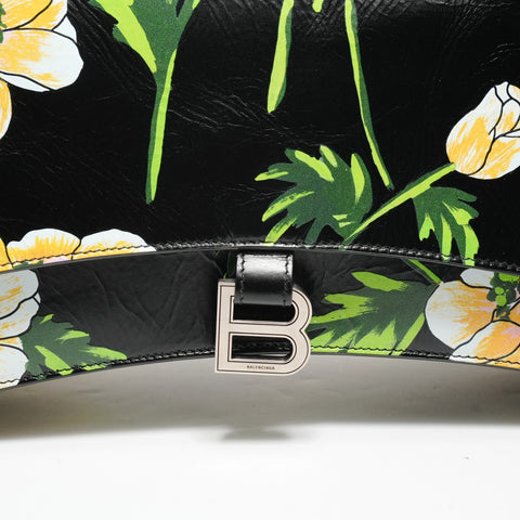 BALENCIAGA Crush L Floral Shoulder Bag black WS25177