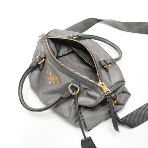 PRADA 2-way nylon Boston bag Shoulder Bag gray WS25178