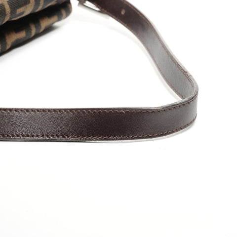 FENDI Zucca Mamma Bucket Canvas Shoulder Bag Brown WS25179