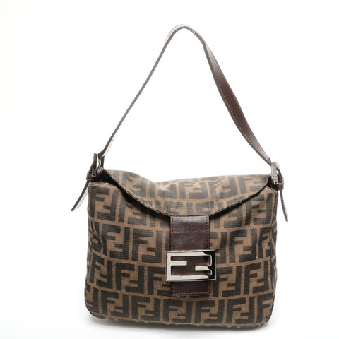 FENDI Zucca Mamma Bucket Canvas Shoulder Bag Brown WS25179