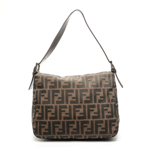 FENDI Zucca Mamma Bucket Canvas Shoulder Bag Brown WS25179