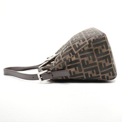 FENDI Zucca Mamma Bucket Canvas Shoulder Bag Brown WS25179