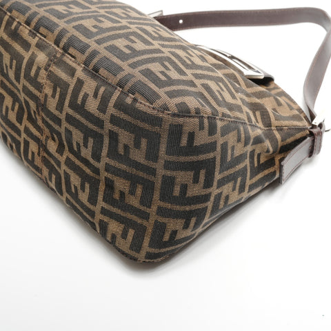 FENDI Zucca Mamma Bucket Canvas Shoulder Bag Brown WS25179