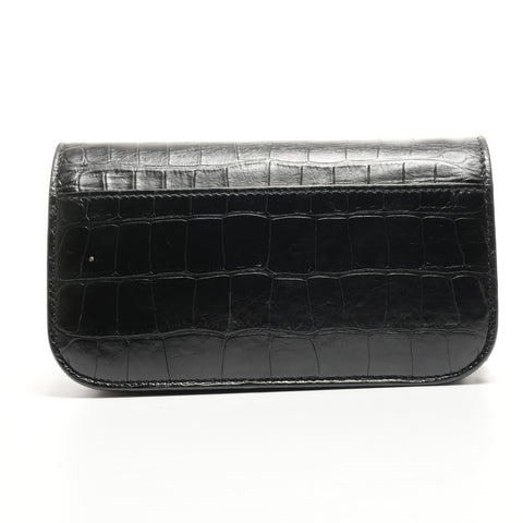 BALENCIAGA Embossed Leather Gossip Small Shoulder Bag black WS25180