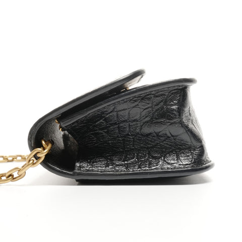 BALENCIAGA Embossed Leather Gossip Small Shoulder Bag black WS25180