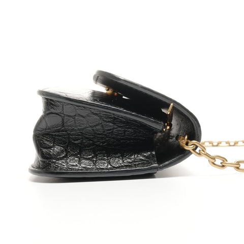 BALENCIAGA Embossed Leather Gossip Small Shoulder Bag black WS25180
