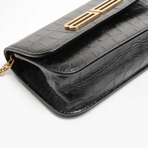 BALENCIAGA Embossed Leather Gossip Small Shoulder Bag black WS25180