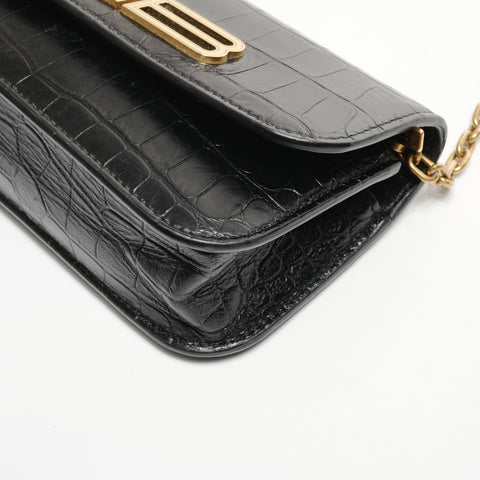 BALENCIAGA Embossed Leather Gossip Small Shoulder Bag black WS25180