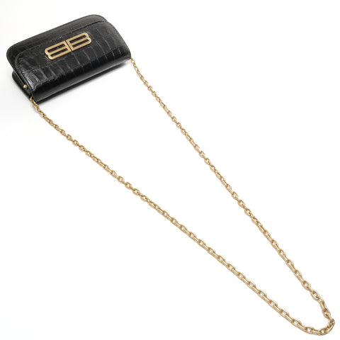 BALENCIAGA Embossed Leather Gossip Small Shoulder Bag black WS25180