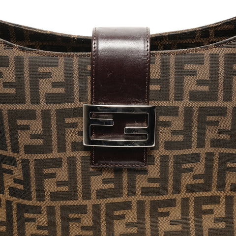 FENDI Zucca Mamma Bucket Canvas Shoulder Bag Brown WS25181