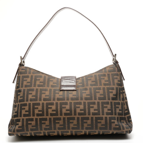 FENDI Zucca Mamma Bucket Canvas Shoulder Bag Brown WS25181