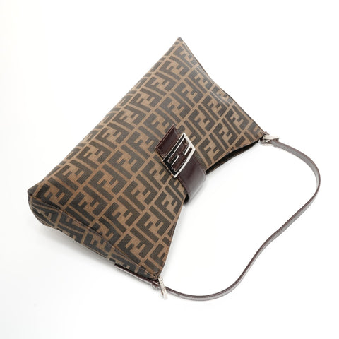 FENDI Zucca Mamma Bucket Canvas Shoulder Bag Brown WS25181