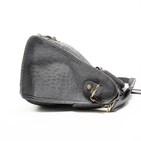 BALENCIAGA Giant Embossed Leather Neo Classic City 2-way Handbag gray WS25182