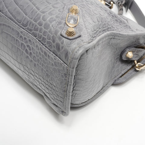 BALENCIAGA Giant Embossed Leather Neo Classic City 2-way Handbag gray WS25182