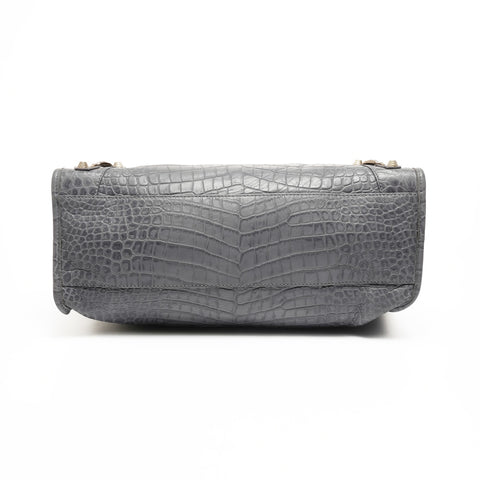 BALENCIAGA Giant Embossed Leather Neo Classic City 2-way Handbag gray WS25182