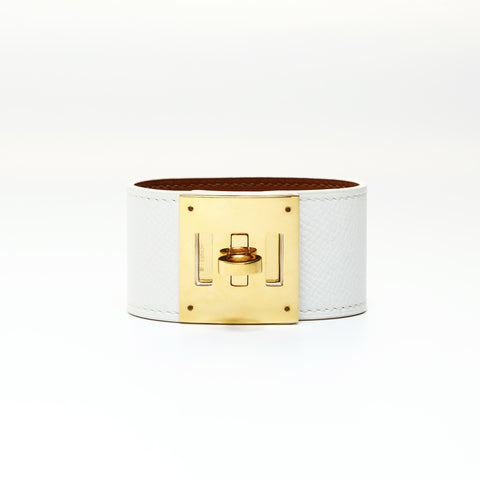 HERMES � R stamped 2014 Kelly Dog bracelet white WS25186