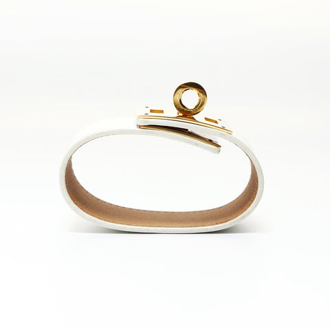 HERMES � R stamped 2014 Kelly Dog bracelet white WS25186