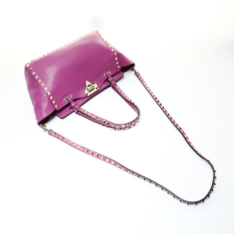 VALENTINO Leather 2way Studs Shoulder Bag pink WS25188