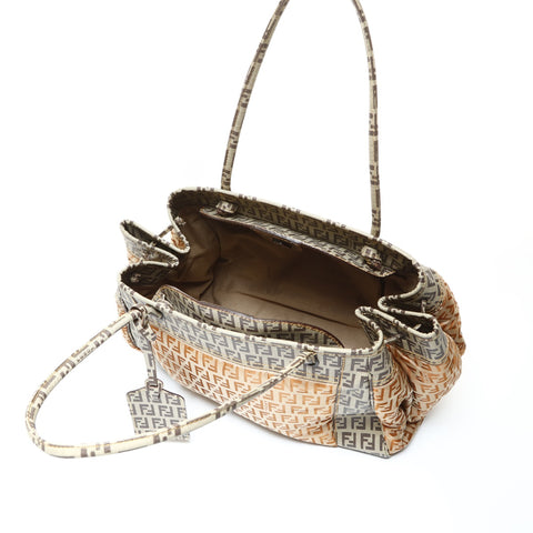 FENDI Zucchino Nylon Shoulder Bag Brown WS25189