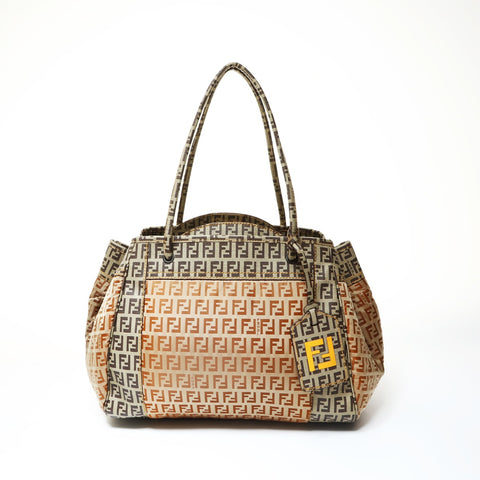 FENDI Zucchino Nylon Shoulder Bag Brown WS25189