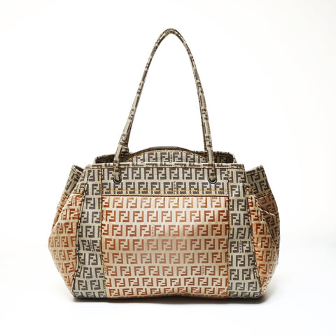 FENDI Zucchino Nylon Shoulder Bag Brown WS25189