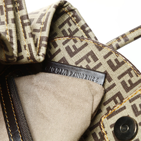 FENDI Zucchino Nylon Shoulder Bag Brown WS25189