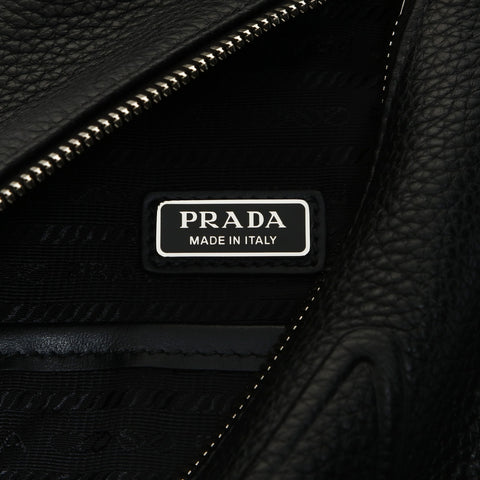 PRADA Leather Triangle Logo Body Bag Shoulder Bag black WS25191