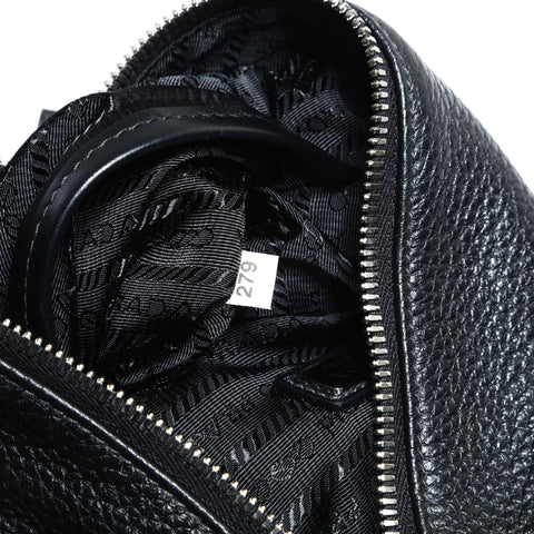 PRADA Leather Triangle Logo Body Bag Shoulder Bag black WS25191