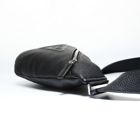 PRADA Leather Triangle Logo Body Bag Shoulder Bag black WS25191