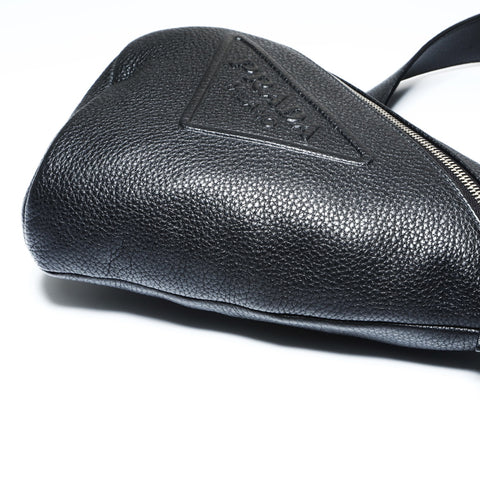 PRADA Leather Triangle Logo Body Bag Shoulder Bag black WS25191