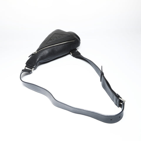 PRADA Leather Triangle Logo Body Bag Shoulder Bag black WS25191