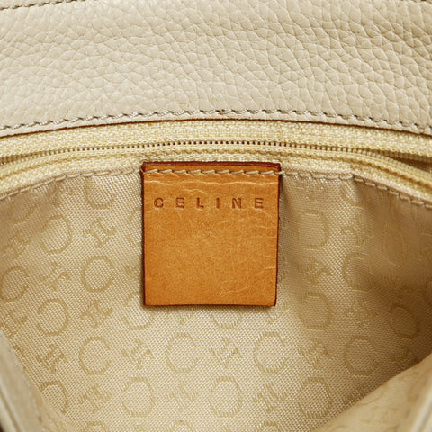 CELINE Off-white leather flap one belt Shoulder Bag beige WS25194