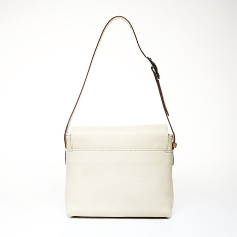 CELINE Off-white leather flap one belt Shoulder Bag beige WS25194