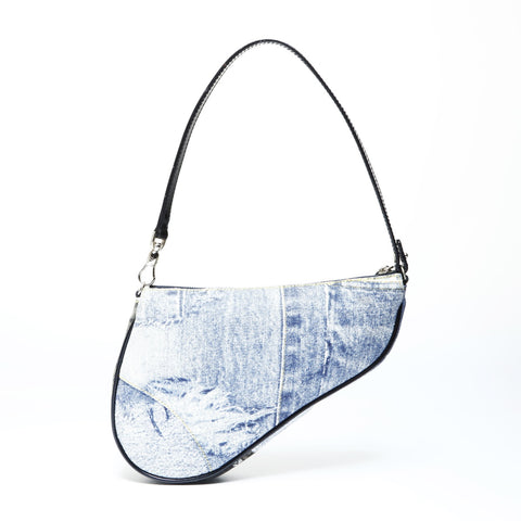 Christian Dior Denim print saddle bag in cotton Shoulder Bag blue WS25195