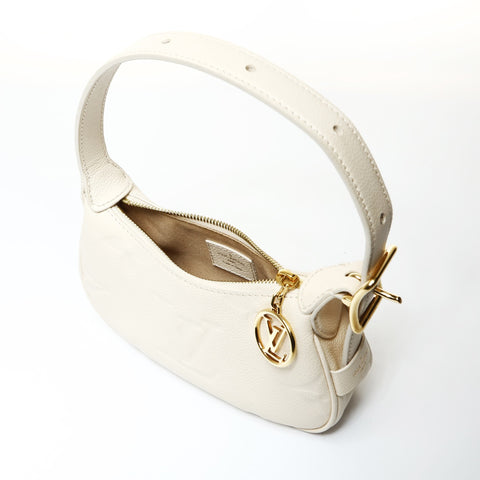 LOUIS VUITTON Off-White Empreinte Mini Moon Leather Shoulder Bag beige WS25196